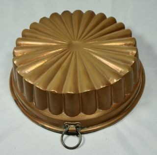 Antique Round Copper Cake Or Jelly Mold,  Tin Lined