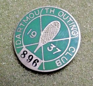 1937 Dartmouth Outing Club 896 Badge Lapel Pin Screw Back Ski Snowshoe Logo Nh