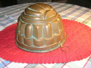 Antique Copper Jelly Mold 8 3/4 