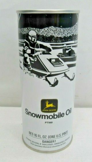 Vintage Old Stock John Deere Snowmobile Oil Pint Can Full