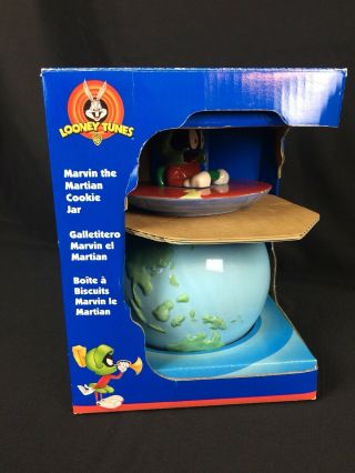 Warner Brothers Looney Tunes Marvin The Martian Cookie Jar W/ World Gibson 1997