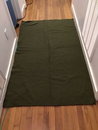 Vintage Military Olive Green Wool U.  S.  Blanket 66”x84” 3 - 3/4 Lb