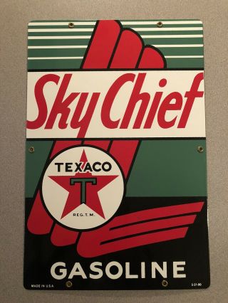 Texaco Sky Chief Gasoline Metal Sign 1990 Made In The U.  S.  A