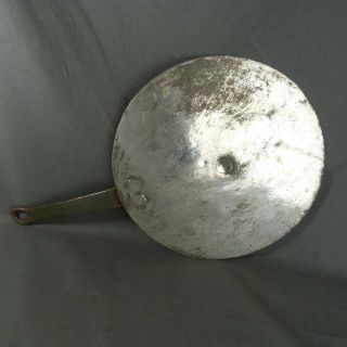 French Antique Copper Sauce Pan Lid Tinned Cast Iron Handle Riveted Ø 9 