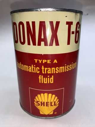 Vintage Shell Oil Co.  1qt Donax T - 6 Type A Automatic Transmission Fluid Can Empty