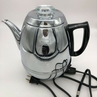 Vintage General Electric Percolator Pot Belly Chrome Coffee Maker Ge