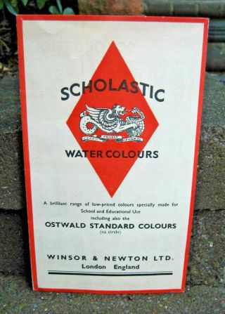 1935 Scholastic Water Paints Sample Colors Brochure.  Winsor & Newton.  London