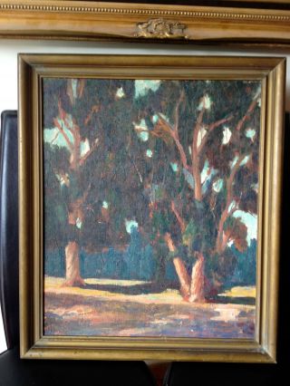Eucalyptus Trees Oil Painting Plein Air Landscape California F.  Rogers 1940