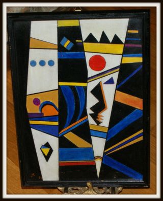 Russian Avant Garde Expressionism Oil Painting Sketch Sign Kandinsky,  1932
