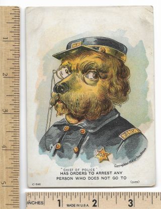 1890 Calvert Litho " Chief Of Police " Dog Inter - State Fair Trenton Nj Trade Card
