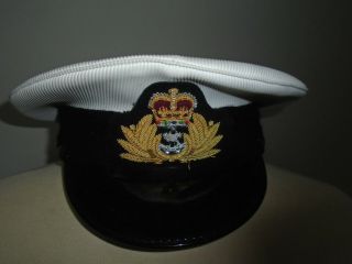 Royal Navy Mens Officer Cap With Badge Size 57cm Rn Issue