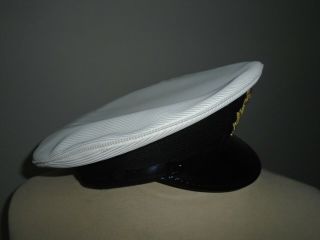 ROYAL NAVY MENS OFFICER CAP WITH BADGE SIZE 57CM RN ISSUE 2