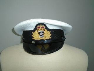 ROYAL NAVY MENS OFFICER CAP WITH BADGE SIZE 57CM RN ISSUE 3