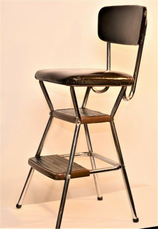 Vintage Metal Chrome Cosco Fold Up Stepping Stool