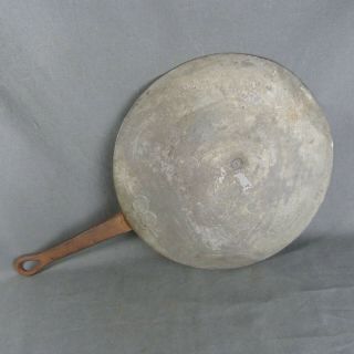 French Antique Copper Sauce Pan Lid Tinned Cast Iron Handle Riveted Ø 10.  1/4 