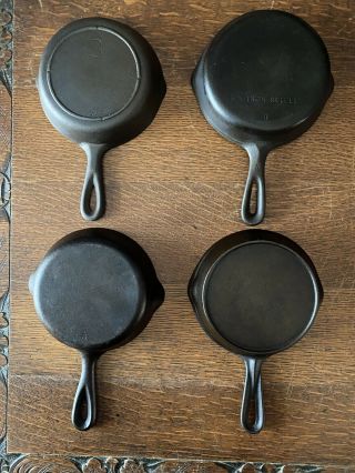 Set Of 4 Vintage 3,  6” Cast Iron Skillets