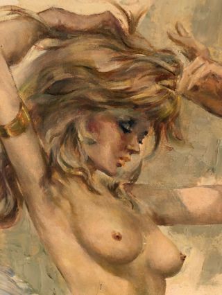 Painting Young Nude Girl Female Woman G R Stefano Italian Mcm