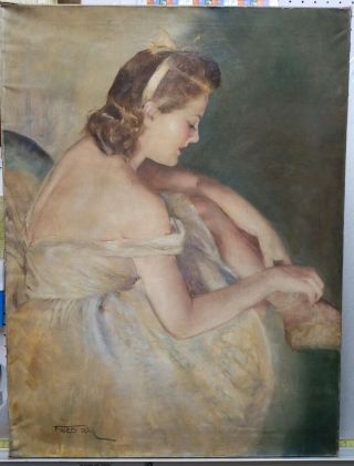 Pal Fried Vintage Oil On Canvas Unframed " Ballerina " Hungarian