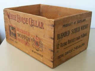 Vtg 1944 Wooden White Horse Cellar Glasgow Scotland Whisky Whiskey Crate Box