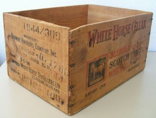 VTG 1944 WOODEN WHITE HORSE CELLAR GLASGOW SCOTLAND WHISKY WHISKEY CRATE BOX 3
