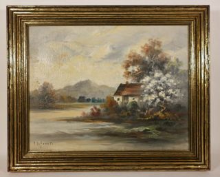 Listed Artist Eugene La Foret York Ny Cottage Spring Oil Painting