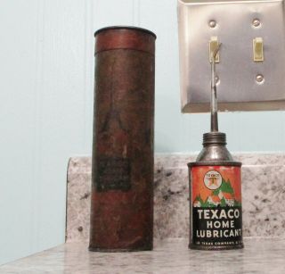Vintage Texaco Home Lubricant Handy Oiler Oil Advertising Tin Can Display W/box
