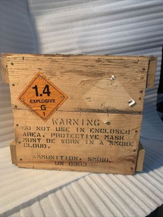 Vintage Military Explosive Wood Box Crate Ammunition Smoke Un0303 Little Falls