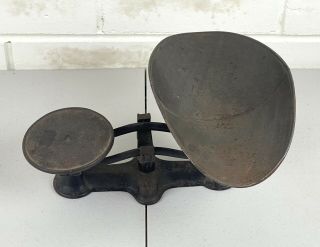 Small Antique Set of Cast Iron Scales w.  Pan - Black Painted Finish 2