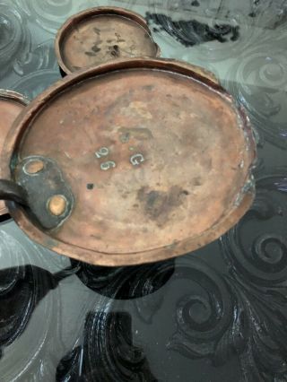 3 ANTIQUE FRENCH AND COPPER POT IRON HANDLE VARIOUS SIZES SMALL 3