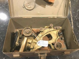 Vintage Israeli Heavy Brass Artillery Gun Sight In Metal Box