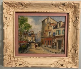 Vintage Charles Blondin French Impressionist Oil Painting “paris Cafe In Spring”