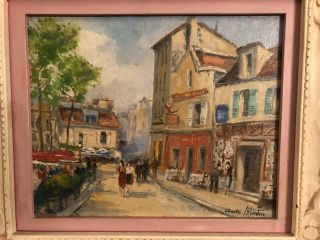 Vintage Charles Blondin French Impressionist Oil Painting “Paris Cafe in Spring” 2