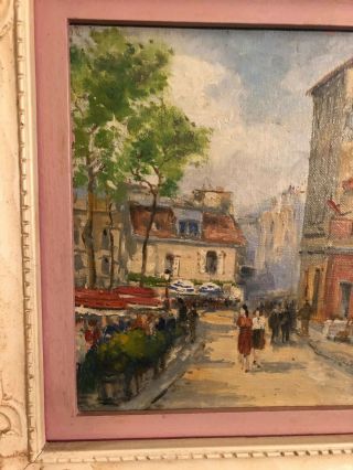 Vintage Charles Blondin French Impressionist Oil Painting “Paris Cafe in Spring” 3