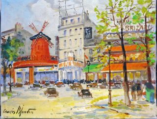 Vintage Charles Blondin French Impressionist Moulin Rouge Oil Painting