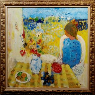 Willering Epko - Woman at table outdoor - Oil painting on canvas 2