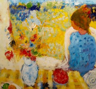 Willering Epko - Woman at table outdoor - Oil painting on canvas 4
