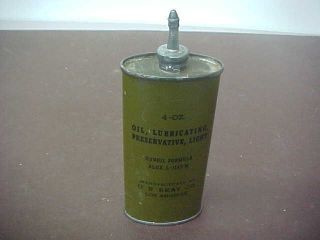 Vintage Military Gun Oil Lead Top Handy Oiler Can (oval Can)