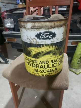 Rare Vintage Ford Farm Tractor 5 Gallon Hydraulic Motor Oil Can Old Dealer