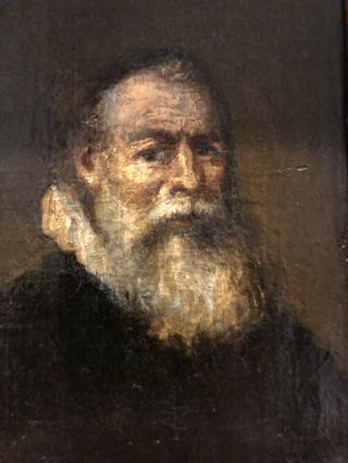 Dutch or Flemish School Portrait Old Bearded Man with Ruff & Skull Cap 17th C. 3