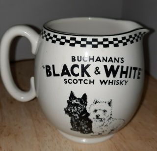 Vintage Buchanans Black & White Scotch Whiskey Scottie Dogs Advertising Pitcher