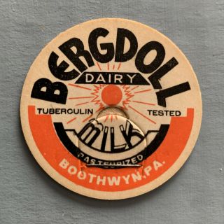Vintage Milk Cap BERGDOLL DAIRY Milk BOOTHWYN,  PA 2