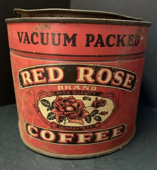 Vintage Red Rose Brand Coffee Tin
