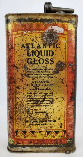 Vintage Atlantic Refining Company Liquid Gloss Household Polish Metal Pint Can
