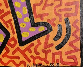 ACRYLIC PAINTING ON CANVAS BY KEITH HARING,  C.  O.  A. 2