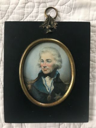 Hand Painted Miniature Portrait Of A Soldier (lord Nelson) - Regency