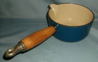 Small Blue Le CREUSET 14 CAST IRON SAUCE PAN WITH LID 2