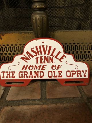 Vintage Nashville Tennessee Home Of The Grand Ol Opry Metal License Plate Topper