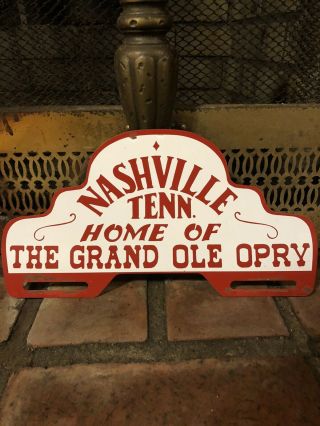 Vintage Nashville Tennessee Home Of The Grand Ol Opry Metal License Plate Topper 2