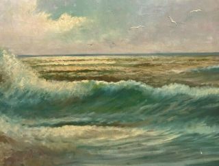 Listed Artist Frank Wallis Signed Oil Painting Seascape York Artist 4
