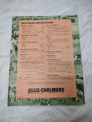1950 Allis Chalmers Roto Baler Sales Brochure 20 Pages 2